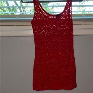 Red lace tank top